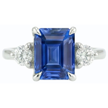 Afbeelding in Gallery-weergave laden, Drie stenen verlovingsring Emerald Sri Lankaanse saffier 2,50 karaat