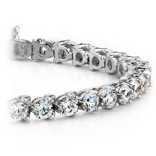 Afbeelding in Gallery-weergave laden, Drie Ronde Echt Diamanten Tennisarmband Witgouden Fijne Sieraden 8 Ct.