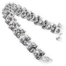 Afbeelding in Gallery-weergave laden, Drie Ronde Echt Diamanten Tennisarmband Witgouden Fijne Sieraden 8 Ct.