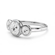 Afbeelding in Gallery-weergave laden, Drie stenen ronde ring set diamanten ring oude Europese 1,75 karaat