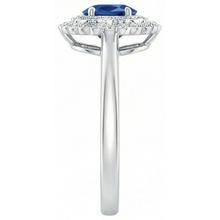 Afbeelding in Gallery-weergave laden, Dubbele Halo Blauwe Saffier Met Diamanten Ring 3.25 Karaat