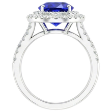 Afbeelding in Gallery-weergave laden, Natuurlijke Echte (Niet labgekweekt) Dubbele Halo Ceylonsaffier Verlovingsring 6.75 Karaat Dames Sieraden