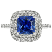Afbeelding in Gallery-weergave laden, echte round saffier 3.25karaat ring close-up detail