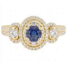 Afbeelding in Gallery-weergave laden, Dubbele Halo Ronde Saffier Ring Pave Set Diamanten 4,50 Karaat