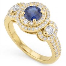 Afbeelding in Gallery-weergave laden, Dubbele Halo Ronde Saffier Ring Pave Set Diamanten 4,50 Karaat