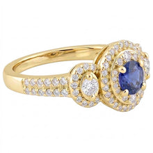 Afbeelding in Gallery-weergave laden, Dubbele Halo Ronde Saffier Ring Pave Set Diamanten 4,50 Karaat