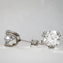 Afbeelding in Gallery-weergave laden, Dubbele Prong Set 3 Karaat Ronde Geslepen Echt Diamanten Oorknopjes Wit Goud