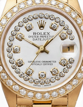 Afbeelding in Gallery-weergave laden, Dubbele rij diamanten wijzerplaat Rolex voorzitter Stijl horlogering goud Datumjust
