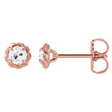Afbeelding in Gallery-weergave laden, Eagle Claw Gaffels Rose Gold Stud Oorbellen Old Cut Echt Diamond Push Backs
