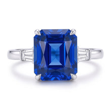 Afbeelding in Gallery-weergave laden, Eagle Claws IGI GECERTIFICEERDE Diamanten Ring Prong Gezet Radiant Blauwe Saffier 7 Ct Goud 14K