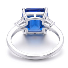 Afbeelding in Gallery-weergave laden, Eagle Claws IGI GECERTIFICEERDE Diamanten Ring Prong Gezet Radiant Blauwe Saffier 7 Ct Goud 14K