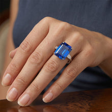 Afbeelding in Gallery-weergave laden, Eagle Claws IGI GECERTIFICEERDE Diamanten Ring Prong Gezet Radiant Blauwe Saffier 7 Ct Goud 14K