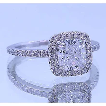 Afbeelding in Gallery-weergave laden, Eagle Claw Prongs Halo Kussen Verjaardag Echt Diamond Ring 3.50 Karaat