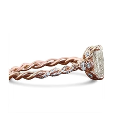Afbeelding in Gallery-weergave laden, Eagle Claw Prongs Ovale Trouwring Touw Stijl Rose Goud 14K 2,15 Ct Echt Diamant