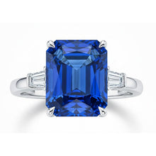 Afbeelding in Gallery-weergave laden, Eagle Claws IGI GECERTIFICEERDE Diamanten Ring Prong Gezet Radiant Blauwe Saffier 7 Ct Goud 14K