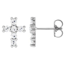 Afbeelding in Gallery-weergave laden, Echt Cross Drop Diamanten Oorbellen Ronde Oude Europese Sieraden 6 Karaat