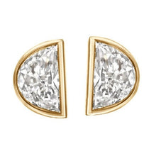 Afbeelding in Gallery-weergave laden, Echt Dames Diamanten Studs Halve Maan Bezel Set 2,50 Karaat Witgoud