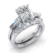 Afbeelding in Gallery-weergave laden, Echt Diamant Peervormige Trouwring Set 2,85 Karaat Met Baguettes