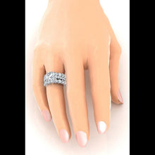 Afbeelding in Gallery-weergave laden, Echt Diamant Ring En Eeuwigheid Band Invoegen Set
