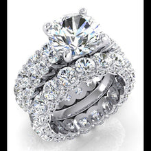 Afbeelding in Gallery-weergave laden, Echt Diamant Ring En Eeuwigheid Band Invoegen Set
