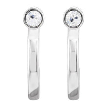 Afbeelding in Gallery-weergave laden, Echt Diamant Witgouden Dames Open Hoepel Oorbellen Oude Mijnwerker Ring set 2 Karaat