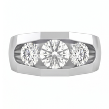 Afbeelding in Gallery-weergave laden, Echt Diamanten Ring Voor Heren 3 Steen Goud 2 Karaat