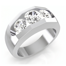 Afbeelding in Gallery-weergave laden, Echt Diamanten Ring Voor Heren 3 Steen Goud 2 Karaat