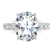 Afbeelding in Gallery-weergave laden, Echt Enorme Ovale Diamanten Solitaire Ring Met Accenten 14K Goud