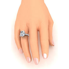 Afbeelding in Gallery-weergave laden, Echt Enorme Ovale Diamanten Solitaire Ring Met Accenten 14K Goud