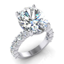 Afbeelding in Gallery-weergave laden, Echt Enorme Ovale Diamanten Solitaire Ring Met Accenten 14K Goud