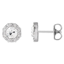 Afbeelding in Gallery-weergave laden, Echt Halo Diamanten Oorknopjes Ronde Oude Europese Push Backs 5 Karaat