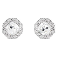 Afbeelding in Gallery-weergave laden, Echt Halo Diamanten Oorknopjes Ronde Oude Europese Push Backs 5 Karaat