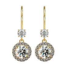 Afbeelding in Gallery-weergave laden, Echt Diamant Halo Drop Dangle Oorbellen Leverbacks 4.80 Karaat Geel Goud 14K