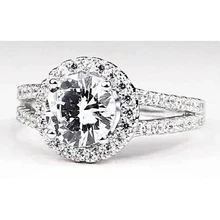 Afbeelding in Gallery-weergave laden, Echt Diamanten Halo-Verlovingsring 3.50 Karaat Witgoud 14K