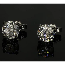 Afbeelding in Gallery-weergave laden, Echt Diamanten Oorbellen 1,50 Karaat Ronde Stud Prong Set Wit Goud 14K