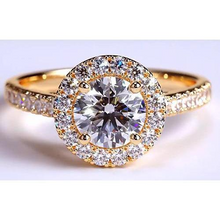 Afbeelding in Gallery-weergave laden, Echt Diamanten Ring Halo 3,50 Karaat Geel Goud 14K