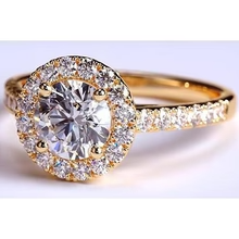 Afbeelding in Gallery-weergave laden, Echt Diamanten Ring Halo 3,50 Karaat Geel Goud 14K