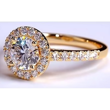 Afbeelding in Gallery-weergave laden, Echt Diamanten Ring Halo 3,50 Karaat Geel Goud 14K