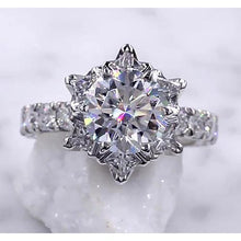 Afbeelding in Gallery-weergave laden, Echt Diamanten Ring Starburst 3 Karaat Dames 14K Witgouden Sieraden