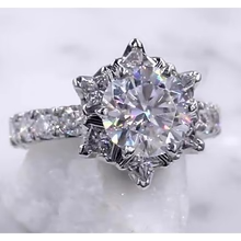 Afbeelding in Gallery-weergave laden, Echt Diamanten Ring Starburst 3 Karaat Dames 14K Witgouden Sieraden
