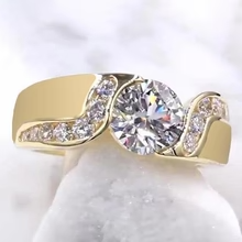Afbeelding in Gallery-weergave laden, Echt Diamanten Sieraden 2 Karaat Spanning Stijl Instelling Verlovingsring Goud