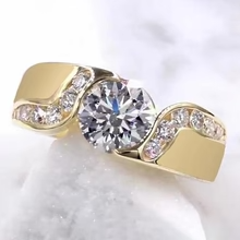 Afbeelding in Gallery-weergave laden, Echt Diamanten Sieraden 2 Karaat Spanning Stijl Instelling Verlovingsring Goud