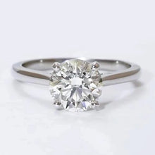 Afbeelding in Gallery-weergave laden, Echt Diamanten Solitaire Ring 2 Karaats Kasse Rond Geslepen Wit Goud 14K Sieraden
