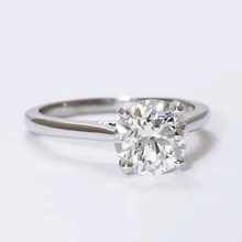 Afbeelding in Gallery-weergave laden, Echt Diamanten Solitaire Ring 2 Karaats Kasse Rond Geslepen Wit Goud 14K Sieraden