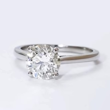 Afbeelding in Gallery-weergave laden, Echt Diamanten Solitaire Ring 2 Karaats Kasse Rond Geslepen Wit Goud 14K Sieraden