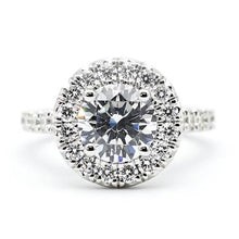 Afbeelding in Gallery-weergave laden, Echt Diamanten Verlovingsring 3 Karaats Halo Rond Geslepen Wit Goud 14K