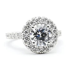 Afbeelding in Gallery-weergave laden, Echt Diamanten Verlovingsring 3 Karaats Halo Rond Geslepen Wit Goud 14K