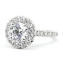 Afbeelding in Gallery-weergave laden, Echt Diamanten Verlovingsring 3 Karaats Halo Rond Geslepen Wit Goud 14K