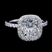 Afbeelding in Gallery-weergave laden, Echt Diamanten verlovingsring Halo 3 Karaat Dames Witgoud 14K Sieraden