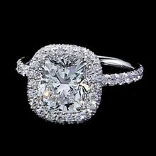 Afbeelding in Gallery-weergave laden, Echt Diamanten verlovingsring Halo 3 Karaat Dames Witgoud 14K Sieraden